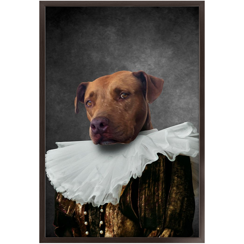 Duchess Courage - Renaissance Inspired Custom Pet Portrait Framed Satin Paper Print