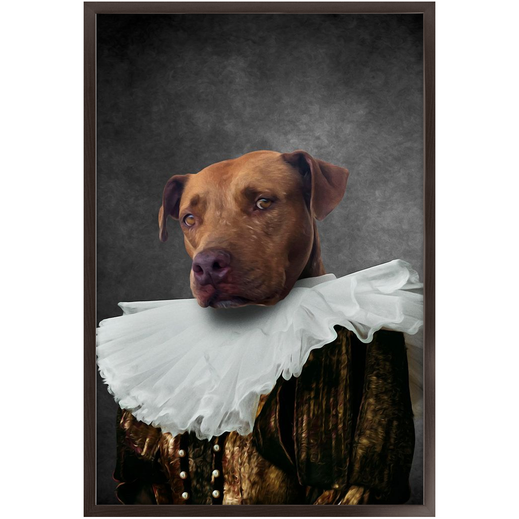Duchess Courage - Renaissance Inspired Custom Pet Portrait Framed Satin Paper Print