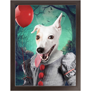 Manypies - Halloween, IT & Clown Inspired Custom Pet Portrait Framed Satin Paper Print