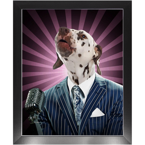 To The Moon - Frank Sinatra & Singer Inspired Custom Pet Portrait Framed Satin Paper Print