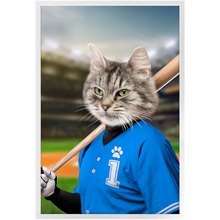 Load image into Gallery viewer, Hard Hitter - Baseball Player &amp; Sports Inspired Custom Pet Portrait Framed Satin Paper Print