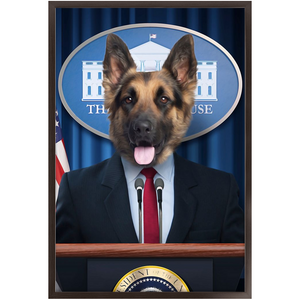 Pawsential - Dog As President Custom Pet Portrait Framed Satin Paper Print