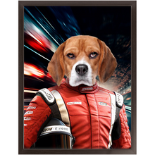 Load image into Gallery viewer, CHASING CARS - Race Car Driver Inspired Custom Pet Portrait Framed Satin Paper Print