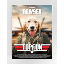 Load image into Gallery viewer, TOP FUN Movie Poster - Top Gun Inspired Custom Pet Portrait Framed Satin Paper Print