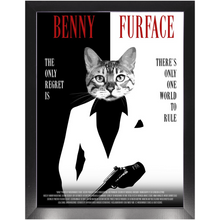 Load image into Gallery viewer, FURFACE Movie Poster - Scarface Inspired Custom Pet Portrait Framed Satin Paper Print