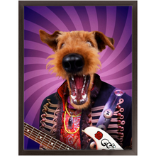 Load image into Gallery viewer, Purple Craze - Jimmy Hendrix, Rock and Roll Inspired Custom Pet Portrait Framed Satin Paper Print