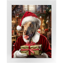 Load image into Gallery viewer, PANTA PAWS - Christmas, Santa &amp; Elf Inspired Custom Pet Portrait Framed Satin Paper Print