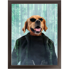 Load image into Gallery viewer, Neo Barksist - The Matrix Inspired Custom Pet Portrait Framed Satin Paper Print