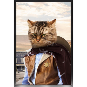 High Loon - Cowboys, Sheriff & Wild West Inspired Custom Pet Portrait Framed Satin Paper Print