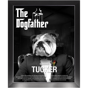 THE DOGFATHER Movie Poster - The Godfather Inspired Custom Pet Portrait Framed Satin Paper Print