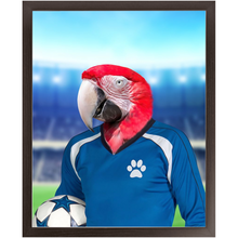 Load image into Gallery viewer, Get Your Kicks- Football, Soccer Player Inspired Custom Pet Portrait Framed Satin Paper Print