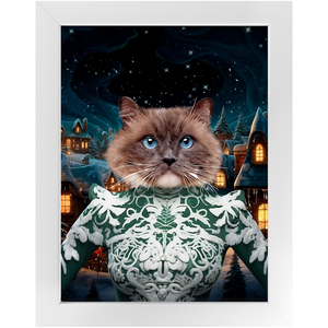 CHRISTMAS CRACKER 13 - Christmas Inspired Custom Pet Portrait Framed Satin Paper Print