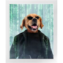 Load image into Gallery viewer, Neo Barksist - The Matrix Inspired Custom Pet Portrait Framed Satin Paper Print