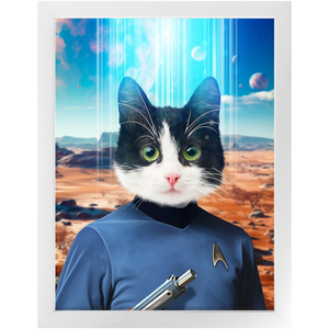 MISTER SPOOK - BEAMING DOWN - Star Trek Inspired Custom Pet Portrait Framed Satin Paper Print