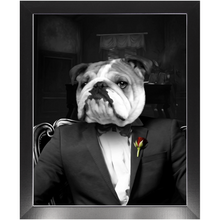 Load image into Gallery viewer, The Dogfather - Godfather, Gangster &amp; Mafia Inspired Custom Pet Portrait Framed Satin Paper Print