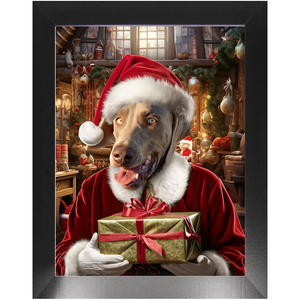 PANTA PAWS - Christmas, Santa & Elf Inspired Custom Pet Portrait Framed Satin Paper Print