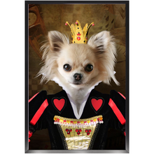 Load image into Gallery viewer, Teeny Queenie - The Queen of Hearts &amp; Alice in Wonderland Inspired Custom Pet Portrait Framed Satin Paper Print