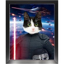 Load image into Gallery viewer, BARK LORD IN SPACE - Kylo Ren &amp; Star Wars Inspired Custom Pet Portrait Framed Satin Paper Print