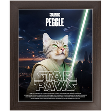 Load image into Gallery viewer, STAR PAWS Movie Poster - Star Wars Inspired Custom Pet Portrait Framed Satin Paper Print