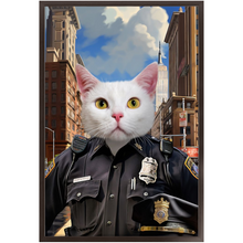 Load image into Gallery viewer, ON THE BEAT - Police Uniform Inspired Custom Pet Portrait Framed Satin Paper Print