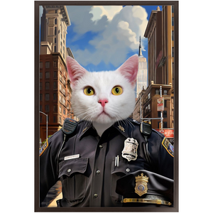 ON THE BEAT - Police Uniform Inspired Custom Pet Portrait Framed Satin Paper Print
