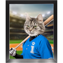 Load image into Gallery viewer, Hard Hitter - Baseball Player &amp; Sports Inspired Custom Pet Portrait Framed Satin Paper Print