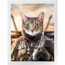 Load image into Gallery viewer, TOP FUN - Air Force Fighter Pilot Inspired Custom Pet Portrait Framed Satin Paper Print