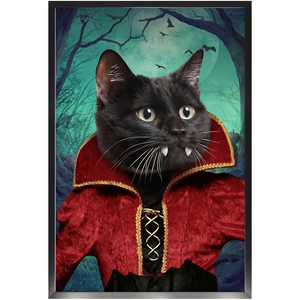 Vampiracle - Halloween & Vampires Inspired Custom Pet Portrait Framed Satin Paper Print