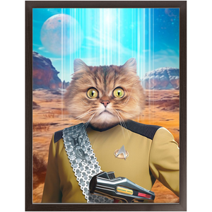 LIEUTENANT WOOF - BEAMING DOWN - Star Trek Inspired Custom Pet Portrait Framed Satin Paper Print