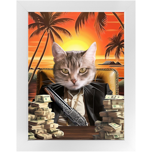 SAY HELLO TO MY LITTLE FRIEND - Scarface Inspired Custom Pet Portrait Framed Satin Paper Print