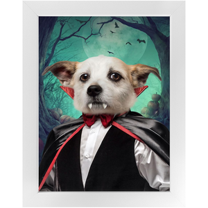 Count Meowt - Count Dracula Inspired Custom Pet Portrait Framed Satin Paper Print