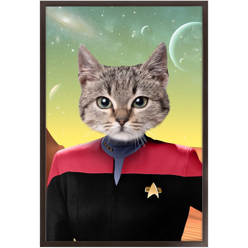 CAPTAIN RUNAWAY - Star Trek Inspired Custom Pet Portrait Framed Satin Paper Print