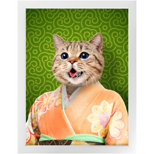 Load image into Gallery viewer, Orenjisan - Japanese Geisha &amp; Kimono Inspired Custom Pet Portrait Framed Satin Paper Print