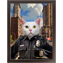 Load image into Gallery viewer, ON THE BEAT - Police Uniform Inspired Custom Pet Portrait Framed Satin Paper Print