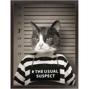 The Usual Suspect - Gangster Mugshot Inspired Custom Pet Portrait Framed Satin Paper Print