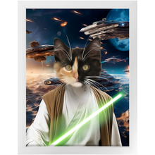 Load image into Gallery viewer, FLUKE CARCHASER IN SPACE - Jedi Luke Skywalker &amp; Star Wars Inspired Custom Pet Portrait Framed Satin Paper Print