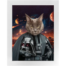 Load image into Gallery viewer, BATH EVADER IN SPACE - Darth Vader &amp; Star Wars Inspired Custom Pet Portrait Framed Satin Paper Print