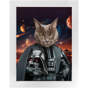 BATH EVADER IN SPACE - Darth Vader & Star Wars Inspired Custom Pet Portrait Framed Satin Paper Print