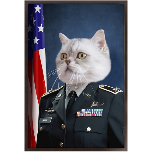 COMMANDEAR - Military Air Force Officer Inspired Custom Pet Portrait Framed Satin Paper Print