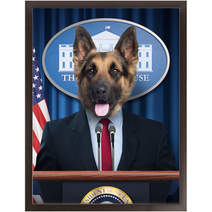 Pawsential - Dog As President Custom Pet Portrait Framed Satin Paper Print