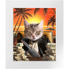 Load image into Gallery viewer, SAY HELLO TO MY LITTLE FRIEND - Scarface Inspired Custom Pet Portrait Framed Satin Paper Print