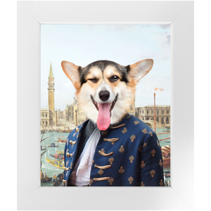 Canal Desire - Old Renaissance Inspired Custom Pet Portrait Framed Satin Paper Print