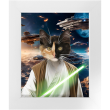 Load image into Gallery viewer, FLUKE CARCHASER IN SPACE - Jedi Luke Skywalker &amp; Star Wars Inspired Custom Pet Portrait Framed Satin Paper Print