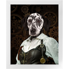 Load image into Gallery viewer, The Timekeeper - Steampunk, Victorian Era Inspired Custom Pet Portrait Framed Satin Paper Print