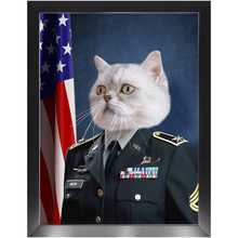 Load image into Gallery viewer, COMMANDEAR - Military Air Force Officer Inspired Custom Pet Portrait Framed Satin Paper Print