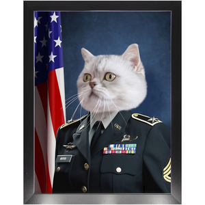 COMMANDEAR - Military Air Force Officer Inspired Custom Pet Portrait Framed Satin Paper Print