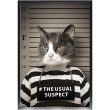 Load image into Gallery viewer, The Usual Suspect - Gangster Mugshot Inspired Custom Pet Portrait Framed Satin Paper Print