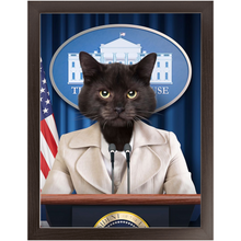 Load image into Gallery viewer, Axis Of Awesome - Cat as President Custom Pet Portrait Framed Satin Paper Print