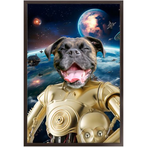 C.3.P.NO IN SPACE - C.3.P.O. & Star Wars Inspired Custom Pet Portrait Framed Satin Paper Print