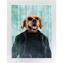 Load image into Gallery viewer, Neo Barksist - The Matrix Inspired Custom Pet Portrait Framed Satin Paper Print